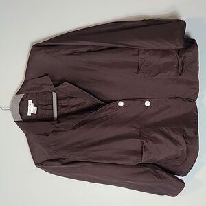 Vintage‎ silk Slouchy jacket Chocolate Brown Office Luxury Womens PXL Oversized